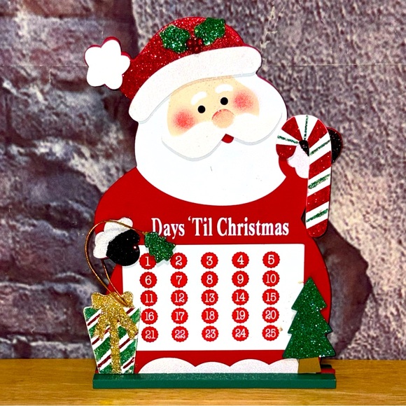 Wooden Santa Christmas Magnetic Countdown Calendar Home for the Holidays - Picture 1 of 6